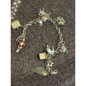 S53 bracelet Kookoo golf Santa and more 925 sterling silver heavy 7.25 inch long